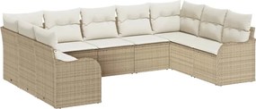 vidaXL Kerti Kanapé Szett 9 pcs Bézs polirattan