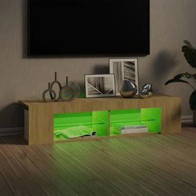 sonoma tölgy színű TV-szekrény LED-lámpákkal 135 x 39 x 30 cm