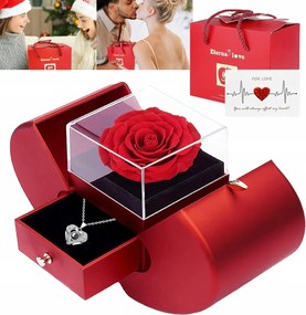 Örök rózsa ékszerdoboz üvegben „Szeretlek” nyaklánccal 100 nyelven
