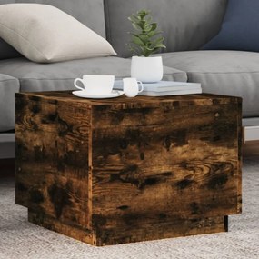 Füstös tölgy színű dohányzóasztal LED-lámpákkal 50 x 50 x 40 cm