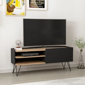 [en.casa] TV-állvány Dronninglund 50x124x37 cm fekete fa hatású