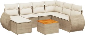 vidaXL 8 részes bézs polyrattan kerti ülőgarnitúra párnával