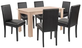 Leon 6+1 étkező garnitúra sonoma tölgy-fekete