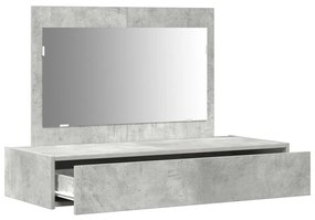 Fali Akasztós Sminkasztal Beton Szürke 100x40x70 cm