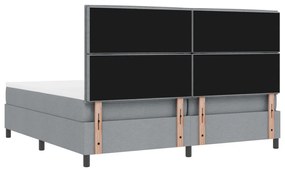 vidaXL Rugós ágy matraccal és LED világítással, világosszürke, 200 x 200 cm-es szövet
