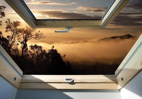 Fotótapéta - Erdő egy ködös ablak kilátásával (152,5x104 cm)