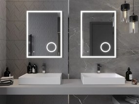 Mexen Kala, LED fürdoszobai tükör háttérvilágítással és kozmetikai tükörrel 60 x 80 cm, 6000K, páramentes, 9820-060-080-611-00