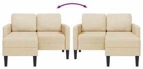 krémszínű anyagból 2 üléses kanapé L-alakú kanapéval 125 cm