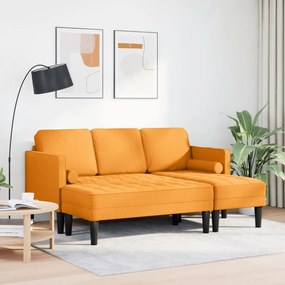2 darabos kanapé szett párnákkal, sötét sárga szövet