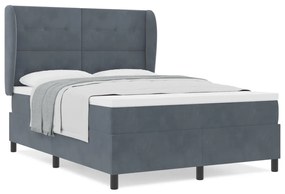 Ágykeret Mattress-szel - Sötétszürke - 140x200 cm - Bársonyos