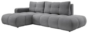 ALMADA balos, L-alakú kinyitható kárpitozott ülőgarnitúra tárolóval, szürke