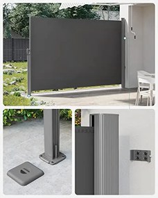 Oldalsó napellenző, kihúzható, 160 x 350 cm, antracit