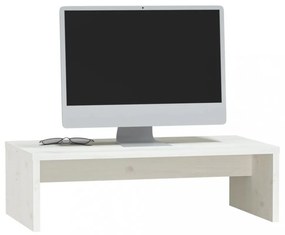 fehér tömör fenyőfa monitorállvány 50x27x15 cm