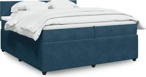 vidaXL kék bársony rugós ágy matraccal 200x200 cm