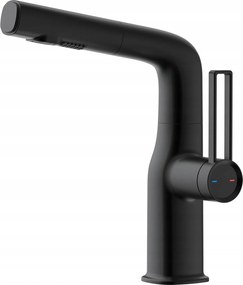 Mosdó csaptelep Fekete Líra kihúzható kifolyócsővel Ww