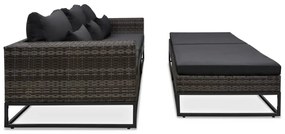5 részes szürke polyrattan kerti bútorszett párnákkal