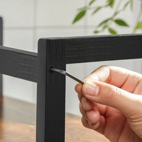 Fekete 2 szintes fűszertartó polc bambusz kerettel 42 × 18 × 43 cm