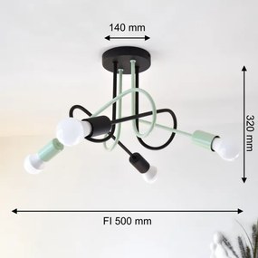 Felületre szerelhető csillár OXFORD 4xE27/15W/230V fekete/zöld