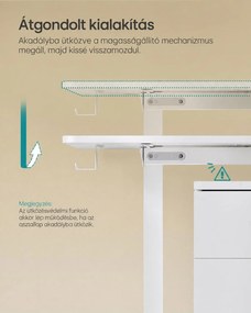 SONGMICS elektromosan állítható magasságú íróasztal 4 memóriahellyel, 140 x 60 x 72–120 cm, max. 70 kg, felhőfehér