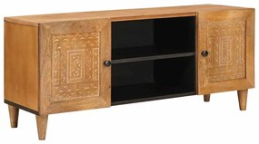 TV szekrény ajtóval Világosbarna 105 x 33 x 46 cm tömör mangófa
