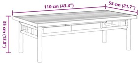 bambusz dohányzóasztal 110 x 55 x 35 cm