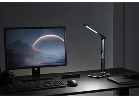 Immax 08930L - LED Szabályozható asztali lámpa kijelzővel KINGFISHER LED/9W/230V/12V fekete