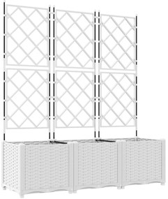 Kerti Virágcserép Rácsos 3 db Fehér 120x40x143 cm