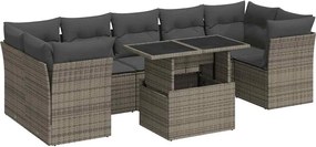 vidaXL 8 részes szürke polyrattan kerti ülőgarnitúra párnákkal