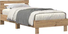 vidaXL Ágykeret leddel fejtámlával Artisan tölgy 100 x 200 cm Faanyag
