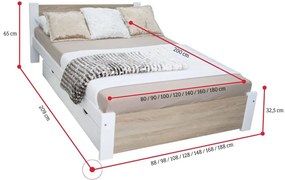 LAPIS Ágy + matrac + rács INGYENES - fehér / 180x200 / NEM
