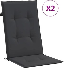vidaXL 2 db fekete szövet kerti magas háttámlájú székpárna 120x50x3 cm
