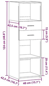 betonszürke szerelt fa magasszekrény 40 x 42,5 x 124 cm