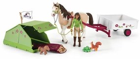 Schleich 42533 Sarah lóval és kisállatokkal kempingen, 24,5 x 19 x 6,6 cm