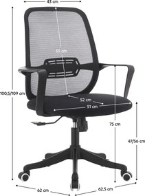 Irodai szék, fekete, DERVIN