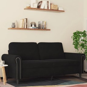 kétszemélyes fekete bársony kanapé 140 cm