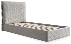 Bézs kárpitozott egyszemélyes ágy tárolóhellyel, ágyráccsal 90x200 cm Sleepy Luna – Miuform