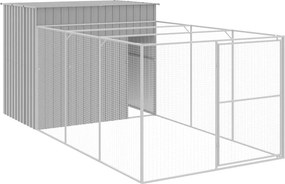 vidaXL világosszürke horganyzott acél kifutós kutyaház 214x457x181 cm