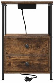vidaXL Éjjeliszekrény fiókkal Füstölt tölgy 40 x 31 x 60 cm Faanyag