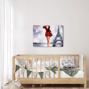 Kép - Nő és az Eiffel-torony (70x50 cm)