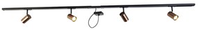 1 fázisú sínrendszer sötét bronz 4 spotlámpával és négyzet alakú tápegységgel - Jeana