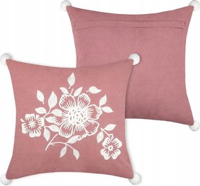 Dekorációs Párna Négyzet Alakú 45 x 45 cm Rózsaszín Hímzett Nappaliba
