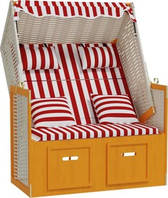vidaXL piros és fehér polyrattan és tömör fa strandszék párnákkal