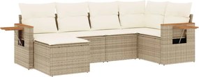 vidaXL 6 részes bézs polyrattan kerti ülőgarnitúra párnával