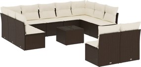 vidaXL 12 részes barna polyrattan kerti ülőgarnitúra párnákkal