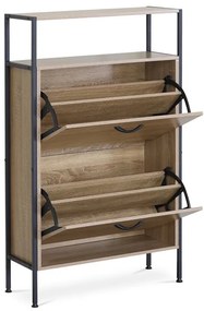 Cipősszekrény, 2 rekeszes, tölgy dekor, MDF