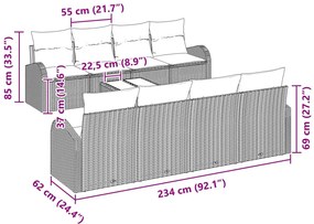 9 Darabos Kerti Kanapészett Párnákkal Szürke Poli Rattan