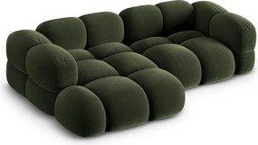 Zöld bársony sarokkanapé (bal oldali-heverő résszel) Loretto – Cosmopolitan Design