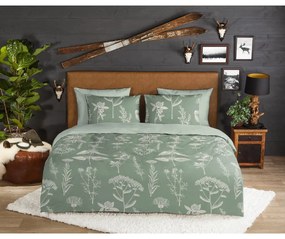 Zöld kétszemélyes hosszabbított flanel ágyneműhuzat 200x220 cm Herbs – Good Morning