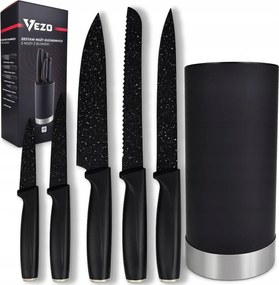 Vezo Késkészlet 5DB-OS Blokk Konyhai Kés Kenyér Séf Állvány Szett