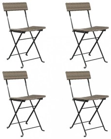 4 db szürke polyrattan összecsukható bisztrószék